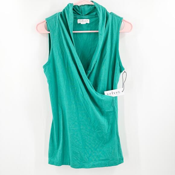 VELVET by GRAHAM & SPENCER Tank Top Size Small Adelise Faux Wrap Tile Collar NWT - Picture 1 of 14